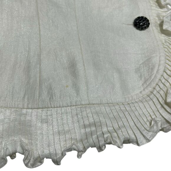 Victor Costa Vintage Ruffled Satin Blouse with Black Rhinestone Buttons Size 12 - Picture 2 of 9